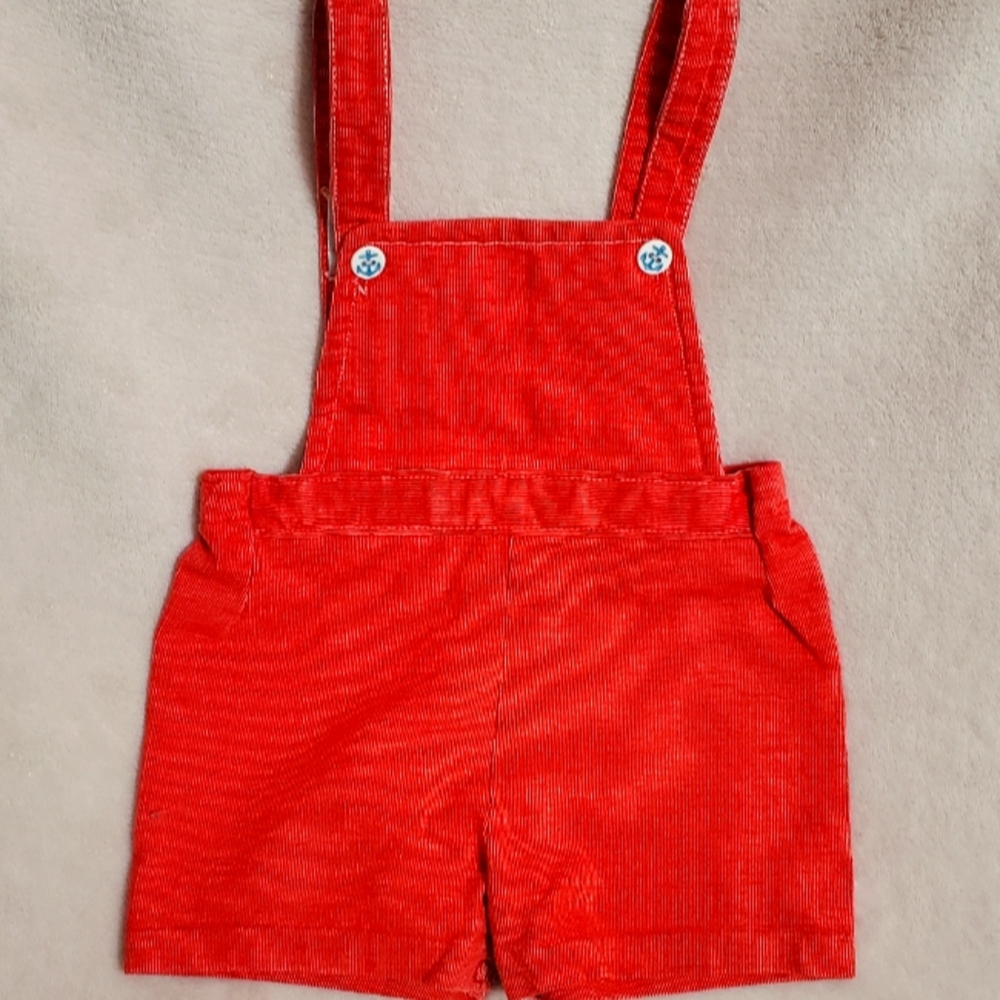 Vintage 1960s Carter's Red Baby Nautical Overalls, 12 Months, Super Cute!